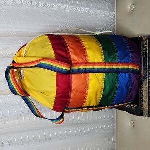 Rare Vintage Taylor Made Brand Rainbow Drawstring Bucket Tote Bag